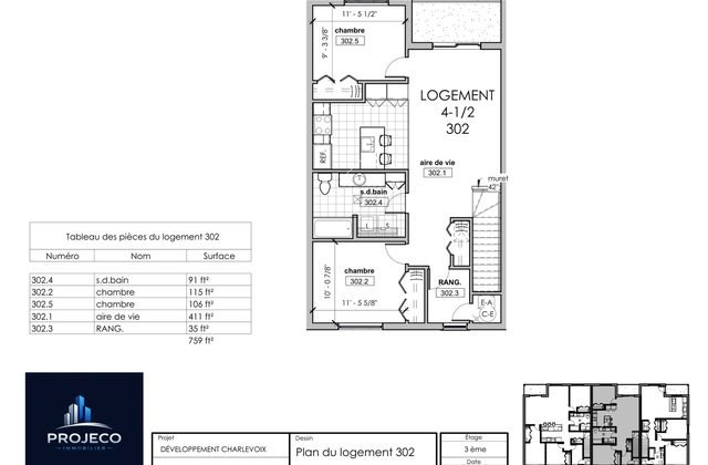 Aperçu du plan du logement 302